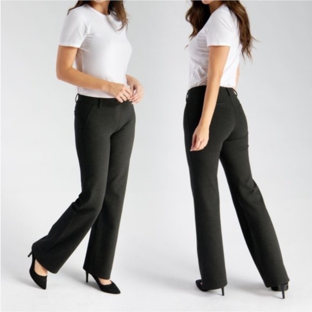 Betabrand Boot-Cut Classic Dress Pant Yoga Pants Charcoal SZ M